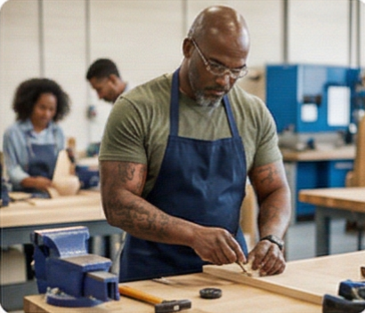 Volunteer preparing food